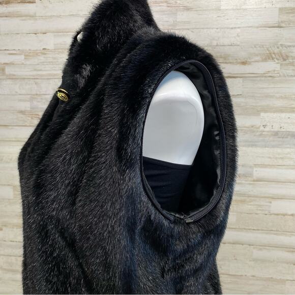 St. John Collection by Marie Gray Faux Fur Jacket Vest Womens Size XS Black - Picture 5 of 16